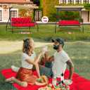 Porch Swing Cushions 3 Seater Replacement Thicken 5" Waterproof & Fade Resistant Swing Cushions for Outdoor Furniture Bench Patio Swing Cushion with Backrest & Ties(Rose Red 60x40x5inch)