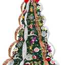 6.5 FT Prelit Pop Up Christmas Tree with 220 Warm White & Multicolor Lights 8 Modes & Timer Fully Decorated 103 Ornaments, Collapsible Pull Up Christmas Tree with Lights for Indoor Home Party Decor