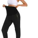 Foucome Women's Maternity Joggers Quick Dry Zipper Pockets Scrub Pants Pregnancy Sweatpants (Black, XXL)