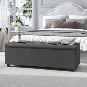 Apicizon Storage Ottoman Bench, Ottoman with Storage for Bedroom, 46" Storage Bench with a Robust Steel Frame, for Entryway, Living Room, Dark Grey