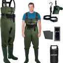 Goture 2-Ply Nylon/PVC Waterproof Fishing Waders for Men Women, Chest Waders with Boots, Hidden Top Pocket, Fishing Hip Wader (13)