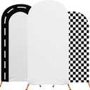 Fast Party Arch Backdrop Cover Set of 3 Racing Theme Arch Covers Spandex Stretch Backdrop Stand 4ft, 5ft, 6ft for Wedding Birthday Banquet Ceremony Decoration(Black)