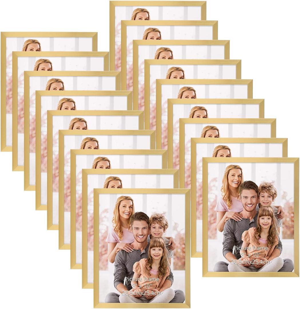 WIFTREY 8x10 Picture Frame Set of 18, Multi Photo Frames 8 by 10 Bulk for Wall Hanging or Tabletop Display, Gold
