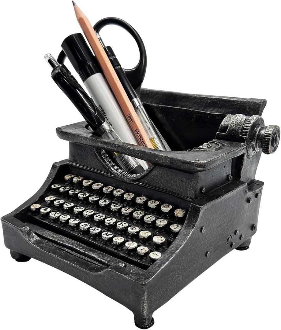 Vintage Typewriter Pencil Holder for Desk, Retro Old Typewriter Pen Holder for Home Office Desk Decor,Unique Gifts for Typewriter Lovers