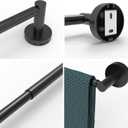 Ruacq Adjustable Towel Bar 13.7 to 24 Inch Bathroom Single Towel Bar Black Stainless Steel Modern Wall Mounted Round Towel Holders, Matte Black