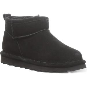 BEARPAW Shorty Youth Boot | Youth's Ankle Boot | Youth's Slip On Boot | Comfortable Winter Boot | Multiple Colors & Sizes (4 Big Kid, Black)