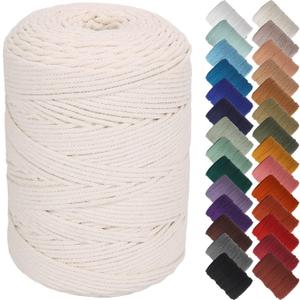 NOANTA Natural Macrame Cord 3mm x 328Yards, Beige Macrame Rope, Cotton Cord for Wall Hanging, Plant Hangers, Christmas Crafts, Knitting