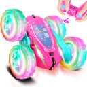 FREE TO FLY Remote Control Car for Girls : Pink RC Car Double Sided 360Flip Stunt Cars with Headlights & WheelLights Rechargeable Toy Car Birthday Gifts for Girl Kids Age 6 7 8 9 10 11 12 Year Old