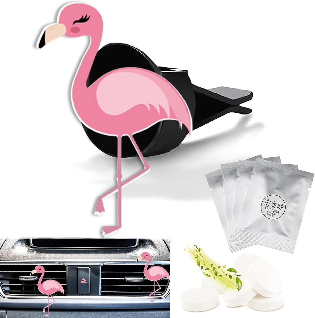 Cute Car Air Freshener Clips Flamingo Car Vent Clip Flamingo Cars Scents Cologne Air Conditioner Clip Auto Vent Interior Decoration Cars Accessories Flamingos Loves Gifts for Women Men