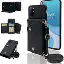 Compatible with OnePlus 8T OnePlus8T Plus 9R 5G Wallet Case with Crossbody Shoulder Strap and Stand Credit Cell Phone Cover for One Plus8T5G On + 1 Plus 8Tplus 1plus 8T+ One+ T8 1+ 1+8T Pro G5 Black