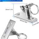 4 Pcs Bimini Top Deck Hinge, 304 Stainless Steel Marine Hardware with Pin, Ring and Screws, Boat Bimini Top Parts for Pontoon, Fishing & Ski Boats