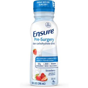 Ensure Pre-Surgery, Clear Carbohydrate Drink, Strawberry, 10 fl oz, 4 Count, Best By: 12/01/2025