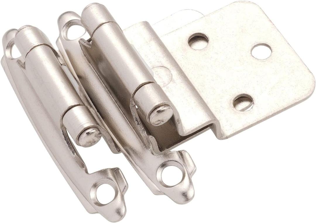 DecoBasics 3/8" Inset Cabinet Hinges Brushed Nickel (30 Pair -60 Pcs) Offset Self Closing Cabinet Hinges for Kitchen Cabinets Satin Nickel w/Silicon Bumpers & Upgraded Screws (60 Pack, Brushed Nickel)