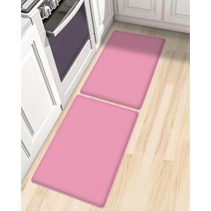 AUTODECO Set of 2 Kitchen Mat and Rugs Washable Cushioned Anti-Fatigue Kitchen Rug for Floor 17"x29" +17"x29", Watermelonred
