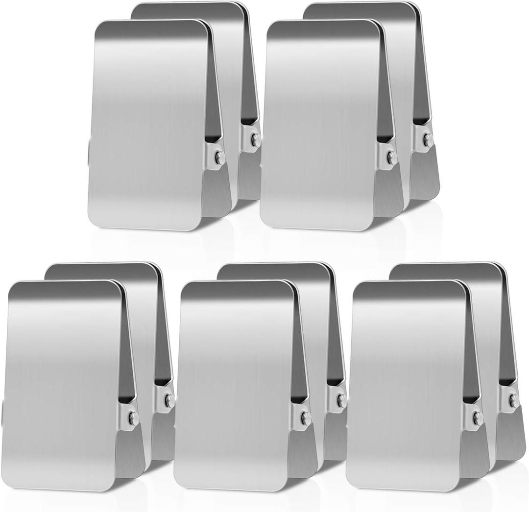 Large Chip Bag Clips with Anti-Slip Rubber,BURLIHOME All-Purpose Stainless Steel Heavy Duty Air Tight Seal Food Bags File Paper Photos Clamps for Home/Office/Kitchen Supply,10Pcs(Silver)