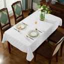SASTYBALE Jacquard Tablecloth Rectangle Damask Pattern Table Cloth Spillproof Wrinkle Resistant Polyester Table Cover for Indoor and Outdoor Use (Rectangle/Oblong, 60" x 102" (8-10 Seats), White)