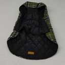 Kuoser Warm Dog Coat, Reversible, Sz XS Green Plaid/ Quilted Black NWT