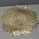 Snowkingdom 4 Pack Gold Placemats Metallic Pressed Vinyl Golden for Dinning Table Place Mats Round Floral Charger Decoration for Christmas Thanksgiving Holiday Wedding