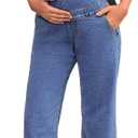 Maternity Overalls Bib Straight Leg Ankle Length Maternity Denim Overalls for Pregnant Woman (Blue, M)