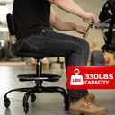 Rolling Shop Stool with Wheels, Garage Mechanic Stool Chair with Backrest, Height Adjustable Heavy Duty Swivel Task Chair, Adjustable Footrest with Storage Tray for Garage Kitchen Salon Tattoo (Black), 22.4" W X 2.76" D X 18.7" - 25.59" H