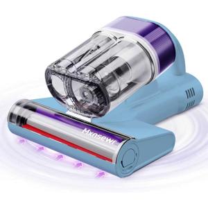 Mxnsewr Mattress Vacuum Cleaner, Ultrasonic Bed Vacuum Cleaner with 18Kpa Strong Suction, 150F Heat & 253.7nm UV-C Light, Intelligent Dual Cup, One-Click Dust Removal for Bed, Sofa, Pet Hair, Blue
