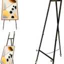 Iron Adjustable Arts & Crafts Easels,Metal Easel Stand with Chain Support for Mirror,58 Inch Floor Easels for Display Wedding Sign(Bronze)