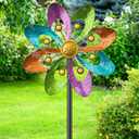 Metal Wind Spinners Outdoor, 360 Wind Sculpture Spinner with Metal Stake, Waterproof Spinners Green Kinetic Wind Spinner for Yard Lawn Decor (A- Colourful 1PC)