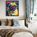 aj decor Pug Colorful Abstract Unframed Wall Art Print Poster, Dog Pet Lover Picture Painting Artwork Bedroom Living Room Office Dining Room 151H (Pug Colorful Abstract, 20" L x 16" W, Unframed)