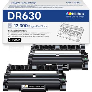 DR630 DR-630 Drum Unit 2 Pack Replacement for Brother DR630 DR-630 DR 630 DCP-L2520DW HL-L2300D HL-L2305W Printer [Not Toner]