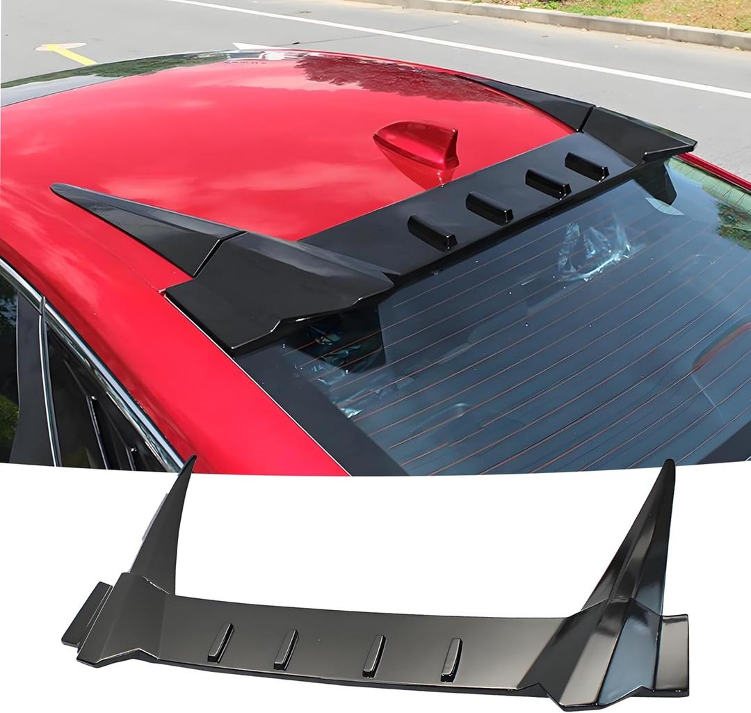 Rear Window Roof Spoiler Visor Wing Compatible with Honda Civic 2013-2015 9TH Sedan EX/EX-L/HF/LX/SE/Si R Style Gloss Black Exterior Accessories