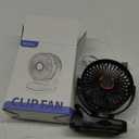 FrSara USB Battery Powered Clip on Fan, Portable Small Fan with USB TYPE-C Charging, 3 Speeds Strong Airflow, with Sturdy Clamp, Quiet Desk Fan, Ideal for Bedroom Office Desktop Treadmill, Black