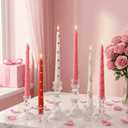 Nuanchu 4 Pcs Valentine Decorative Taper Candles 3D Heart Dripless Candlesticks Pink Red Spiral Taper Candles for for Valentine Anniversary Home Table Decoration Wedding Holiday Gift