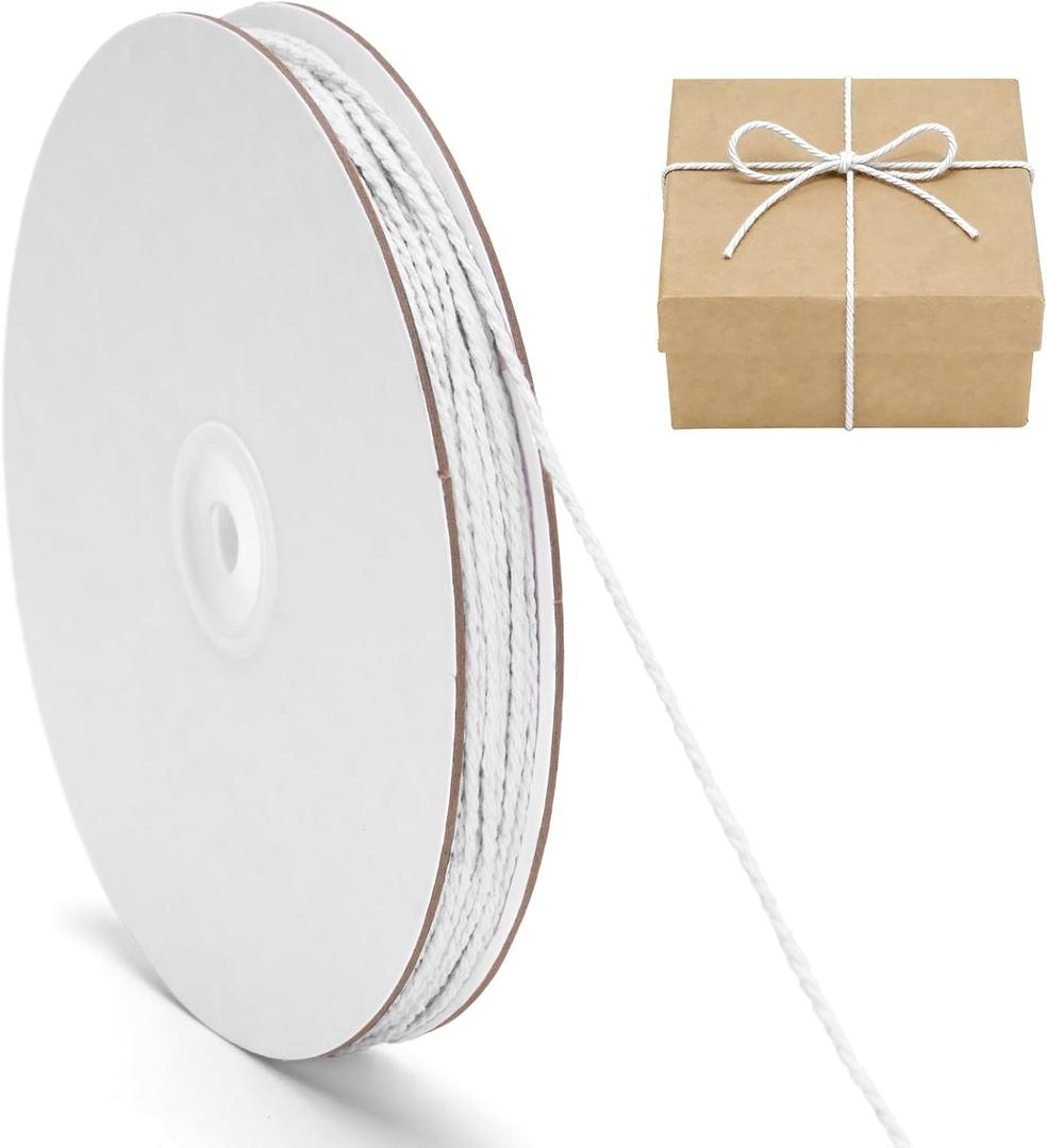 G2PLUS White Cotton String - 2mm 328ft Cotton Butchers Twine String for Gift Wrapping, Baking, Cooking, DIY Crafts, Party Decorations