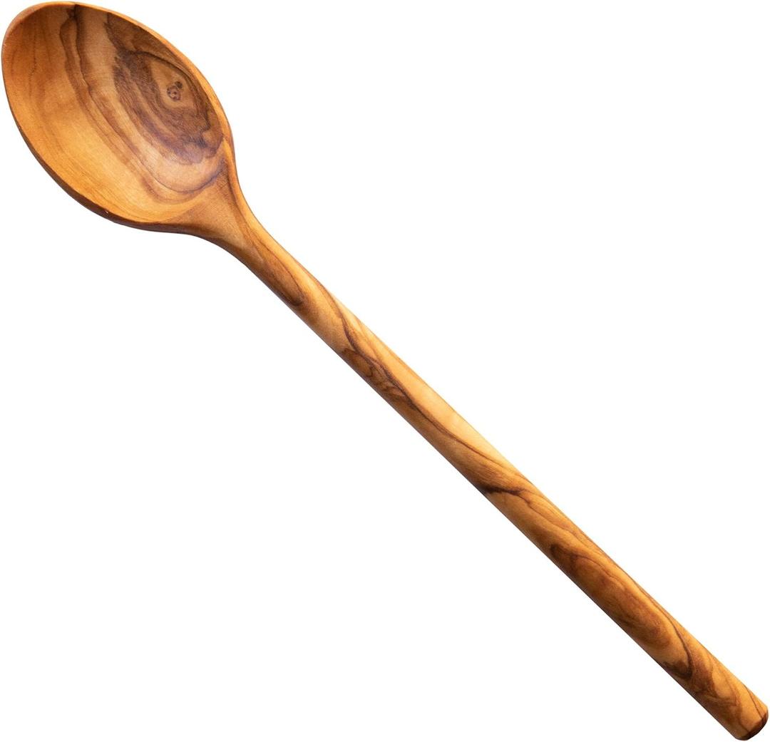 12 Inch Olive Wood Cooking Spoon, Natural and Organic Olivewood for Pasta, Mixing - Quality Handmade Wooden Kitchen Gift
