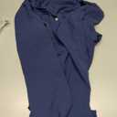 MakeMeChic Women's Maternity Blouse Notched Button Down Ruffle Long Sleeve Dressy Tops (X-Large, Blue)