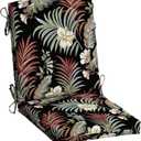 Arden Outdoor Patio Dining Chair Cushion, 20x44, Rain-Proof Seat Pad, Fade-Resistant Outdoor Cushion Simone Black Tropical