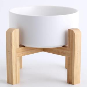 Petygooing White Elevated/Raised Ceramic Dog Bowl for Small Breeds, Dog Food Water Dish with Stand,Pet Feeding Bowl with Anti Slip Rubber for Cats and Small Dogs Puppy 13.5 OZ (5.1In / 1.7 Cups)