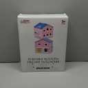 Giant bean Exquisite Pink Wooden Dollhouse for Girls with 2 Dolls and 12pcs Wooden Furniture,Foldable and Portable Pretend Play House Set with Handle, Christmas Birthday Gift for Girls Kids Age 3+