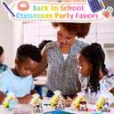 12 Set Welcome Back to School Gifts for Students Mini Stuffed Plush Animal Keychains Toys Bulk with Bus Tags Organza Goodie Bag for First Day of School Classroom Gift Party Favor