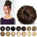 Messy Bun Hair Piece Human Hair, Messy Bun Scrunchie, Updo Hairpieces Donut, Hairpiece for Women (Chocolate Brown) (4 Inch)