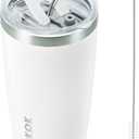 BJPKPK White Stainless Steel Tumbler With Lid And Straw 20 oz Insulated Tumblers Thermal Cup For Hot And Cold Drinks