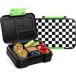 Simple Modern Bento Lunch Box for Kids | BPA Free, Leakproof, Dishwasher Safe | Lunch Container for Girls and Boys, Toddlers | Porter Collection | 5 Compartments | Black and White Checkmate