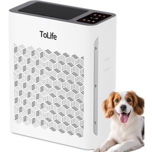 Tolife Air Purifier Large Room, HEPA Air Purifiers for Home Pets Hair with Washable Filter, Air Cleaner for Bedroom up to 1095 Ft Dust Smoke Odor, Sleep Mode, Timer, White
