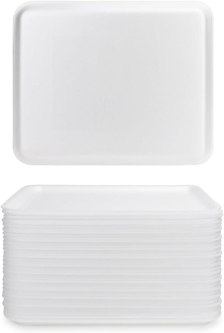 Hygloss White Foam Trays 9 x 11-Inch - Pack of 25 - Versatile Trays for Crafts & Food - Ideal Foam Tray for Food, Meat, Craft Projects - Durable Tray - Disposable & Reusable