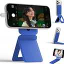 MOFT Phone Stand, Magnetic Phone Tripod Stand Stain-Resistant MOVAS Leather & Angle Adjustment & Strong Magnets Tripod for iPhone 17/16/15/14/13/12 (Included Metal Ring)-Sapphire