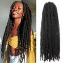 8 Packs Marley Twist Braiding Hair 24 Inches MarleyTwist Hair Long Cuban Twist Hair Marley Afro Kinky Curly Twist Faux Locs Crochet Hair Synthetic Marley Hair Extensions (1B)