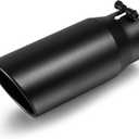 Exhaust Tip 4" Inlet 5" Outlet 12" Overall Length, Premium Stainless Steel with Wear Resistant Black Coating, Rolled Angle Cut, Bolt-On Easy Installation, for Truck Diesel Tail Pipe