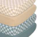 The Peanutshell 4-Pack Organic Fitted Crib Sheet Set - Soft & Breathable Baby Girl or Boy Crib Sheets, 100% Jersey Cotton Nursery Decor, Fit for Standard Mattress Cover- Check