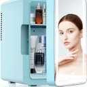 PERSONAL CHILLER 6.2L Skincare Fridge with LED Makeup Mirror, Mini Fridge Cooler and Warmer, Portable Fridge for Makeup, Skincare, Snacks, Bedroom Vanity (Blue)