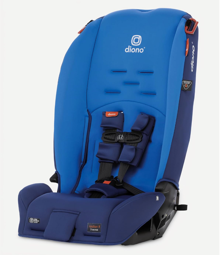 Diono Radian 3R, 3-in-1 Convertible Car Seat, Rear Facing & Forward Facing, 10 Years 1 Car Seat, Slim Fit 3 Across, Blue Sky, Mfg date: 05/2026